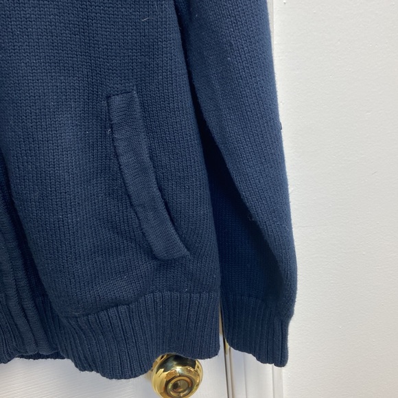 LL Bean Men's Full Zip Cotton Cardigan Navy Medium - Picture 3 of 5